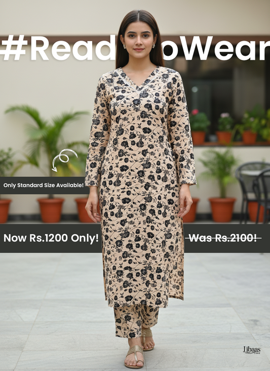2-Piece Stitched Suit – Elegant Beige Color | Ready to Wear
