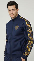 💙 Men’s Navy Blue Luxury Baroque Track Jacket (Upper Only) ✨