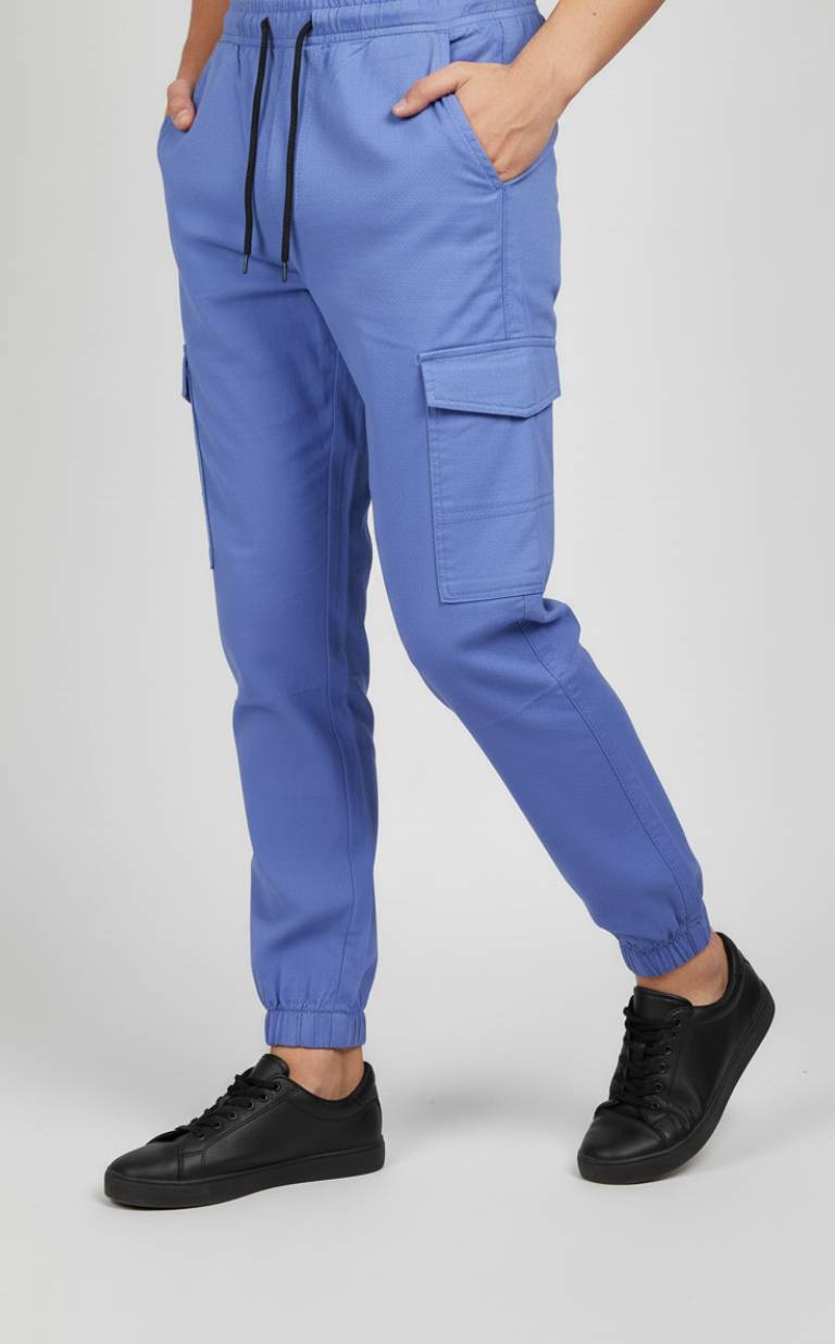 Sky Blue Essential Streetwear Cargo Joggers 💙🔥 Slim-Fit Utility Style