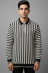 Old Money Varsity Striped Polo Sweatshirt 🖤🤍 | Quiet Luxury Prep Aesthetic