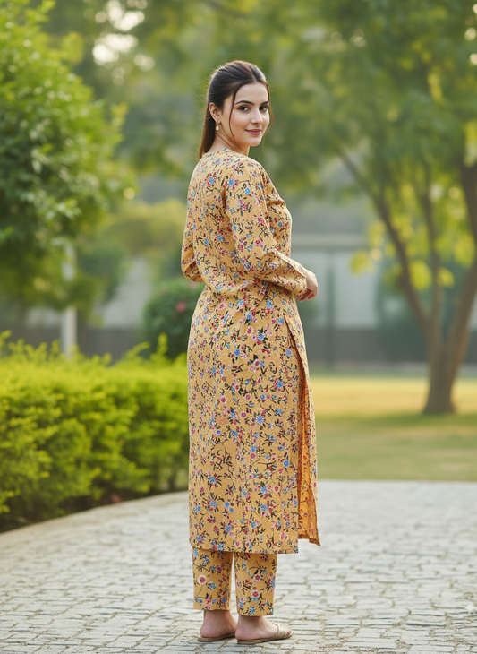 2-Piece Stitched Suit – Bright Yellow Color | Ready to Wear