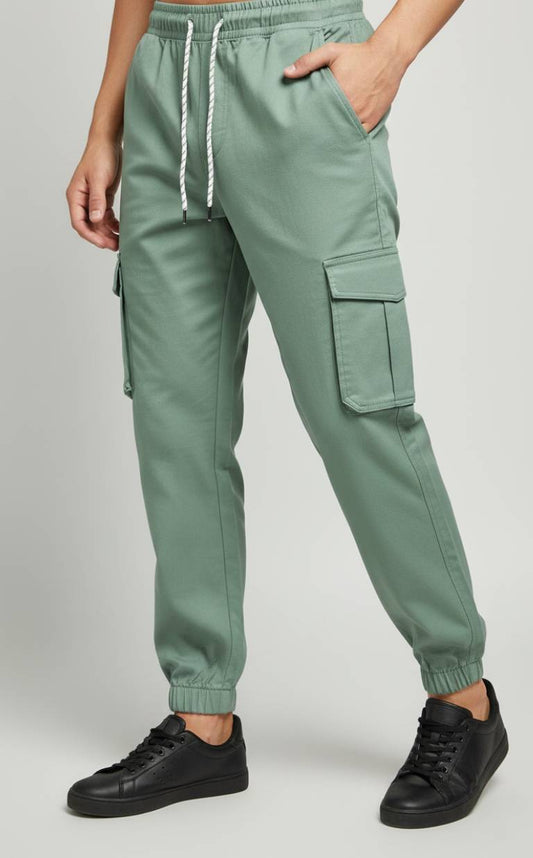 Sage Green Essential Streetwear Cargo Joggers 🌿🔥 Slim-Fit Utility Style
