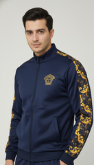 💙 Men’s Navy Blue Luxury Baroque Track Jacket (Upper Only) ✨