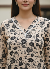 2-Piece Stitched Suit – Elegant Beige Color | Ready to Wear