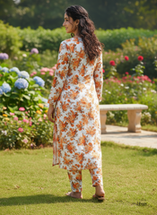 🌟 2-Piece Stitched Orange Floral Suit 🌼 Bright & Stylish Wear ✨