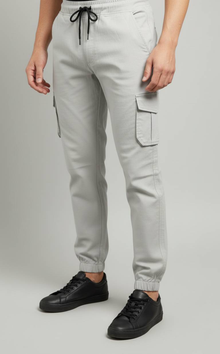 Ash Grey Essential Streetwear Cargo Joggers 🌪🔥 Slim-Fit Utility Style