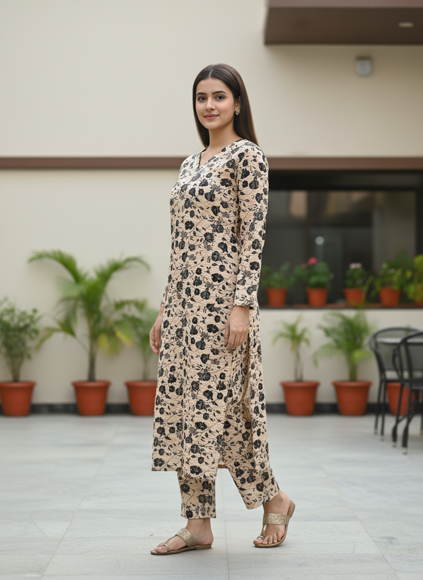 2-Piece Stitched Suit – Elegant Beige Color | Ready to Wear