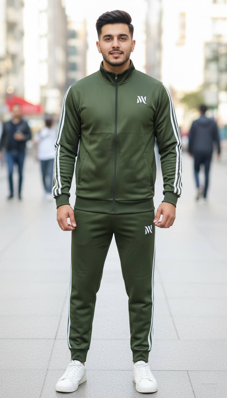 💚 Olive Green Men's Tracksuit | Street Fit 2025
