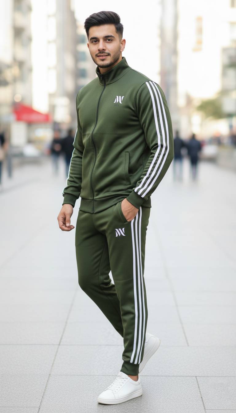 💚 Olive Green Men's Tracksuit | Street Fit 2025
