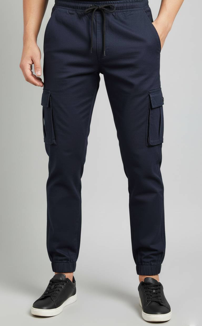Navy Essential Streetwear Cargo Joggers 🔥 Slim-Fit Utility Style