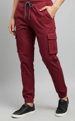 Maroon Essential Streetwear Cargo Joggers 🍷🔥 Slim-Fit Utility Style