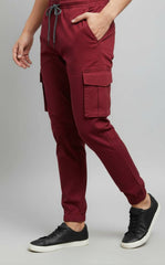Maroon Essential Streetwear Cargo Joggers 🍷🔥 Slim-Fit Utility Style