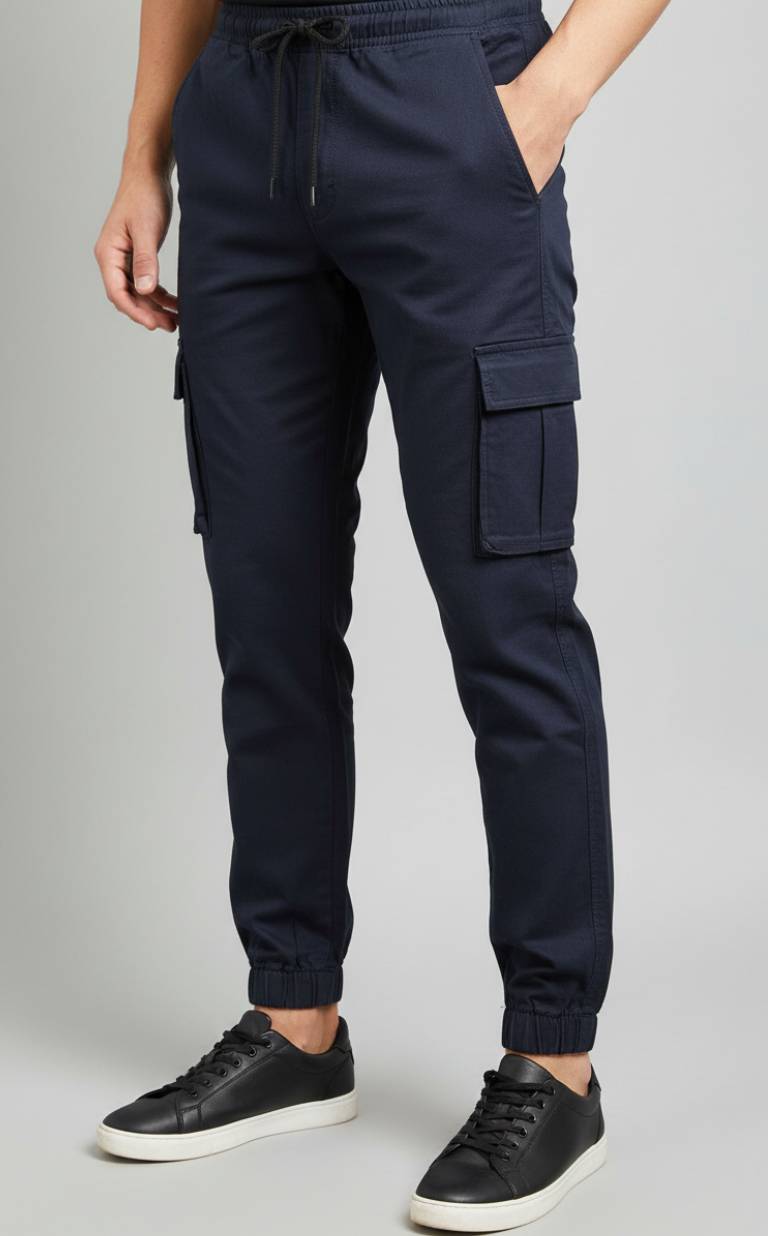 Navy Essential Streetwear Cargo Joggers 🔥 Slim-Fit Utility Style
