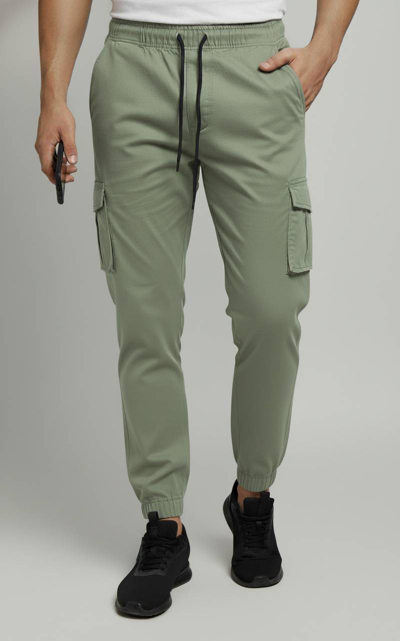 Sage Green Essential Streetwear Cargo Joggers ⚙️🔥 Slim-Fit Utility Style
