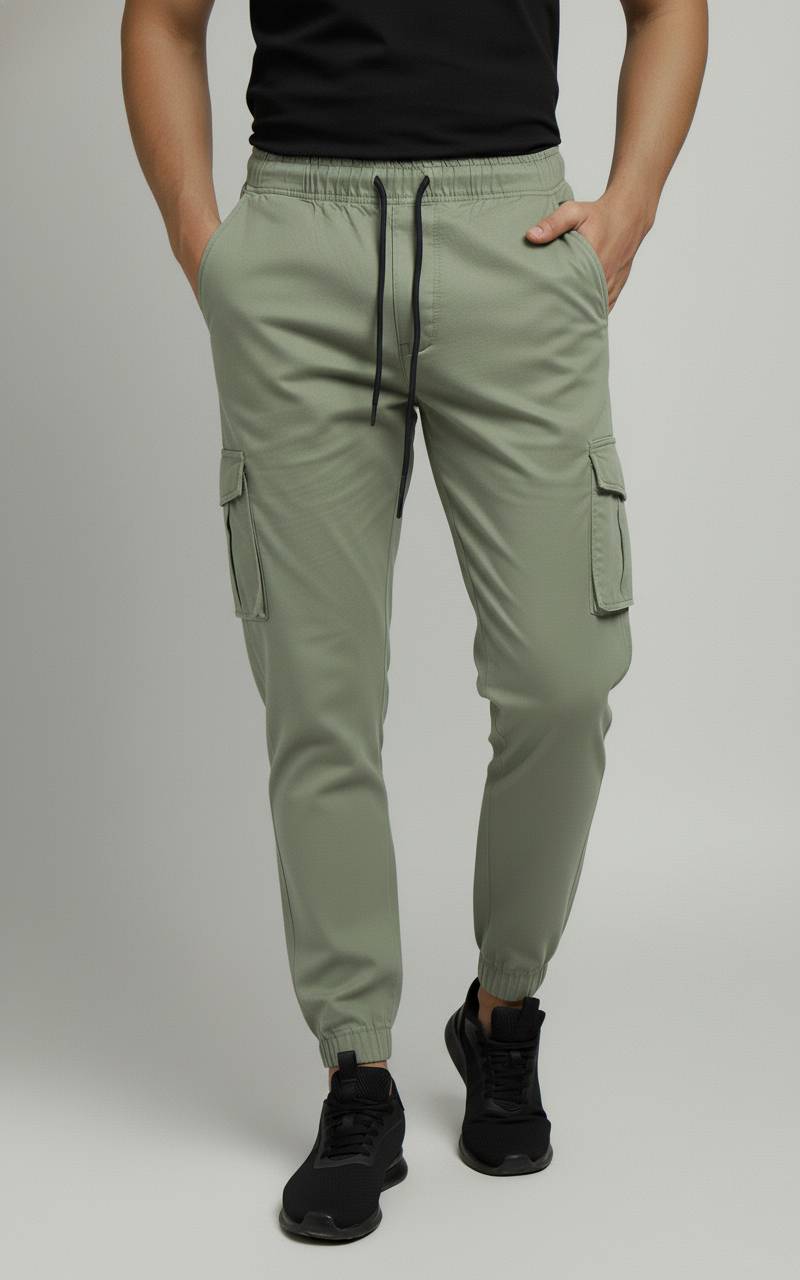 Sage Green Essential Streetwear Cargo Joggers ⚙️🔥 Slim-Fit Utility Style