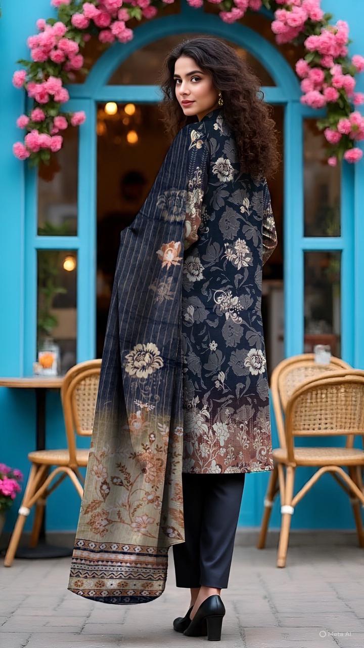 Luxe Viscose Edit – 2-Piece Unstitched Winter Suit 🧵