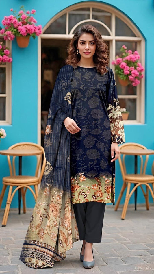 Luxe Viscose Edit – 2-Piece Unstitched Winter Suit 🧵