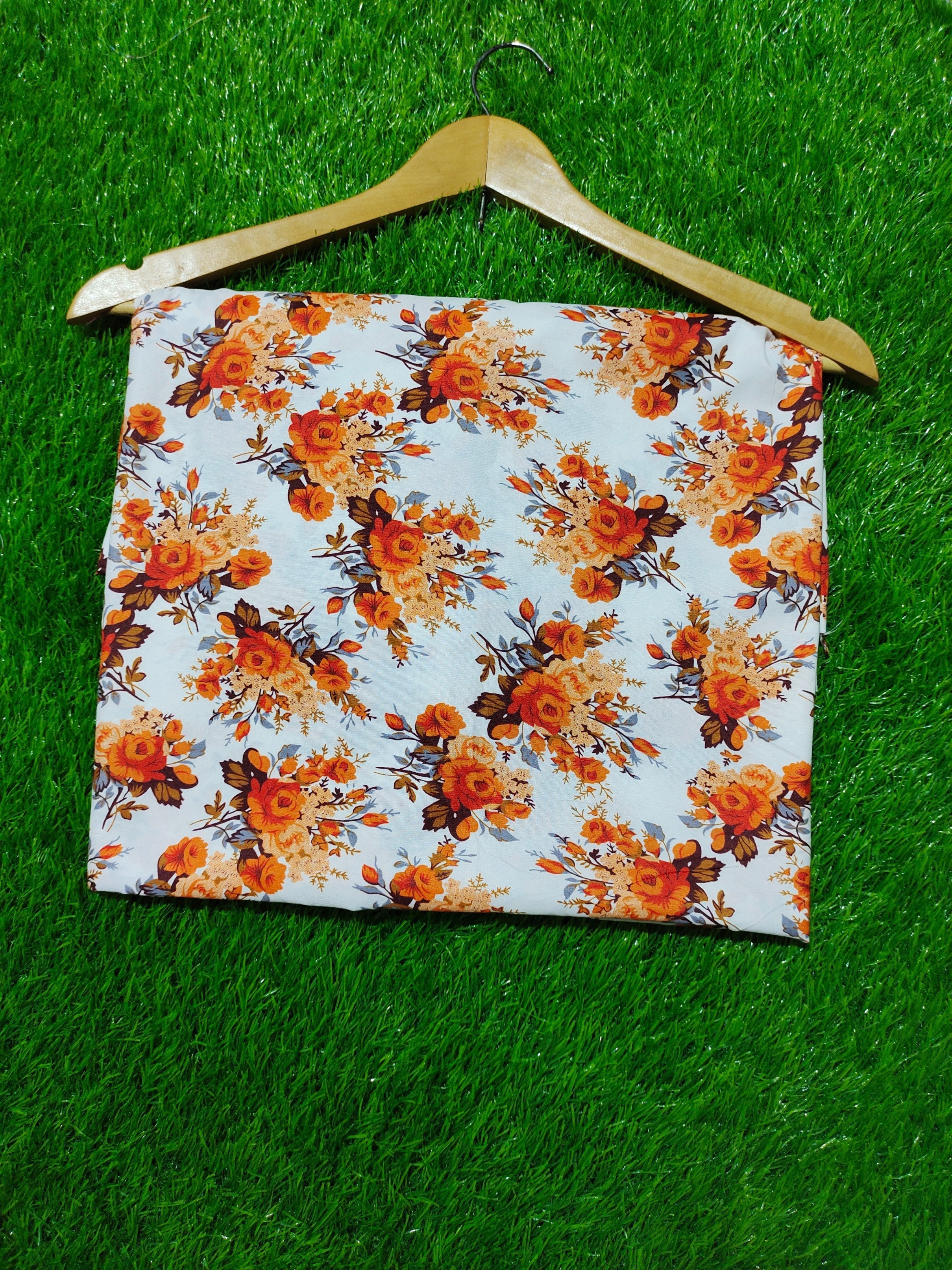 🔥🌸 Vibrant Orange Floral 2-Piece Suit | Unstiched Trendy Collection ⭐