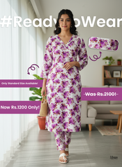 🌸 2-Piece Stitched Purple Floral Suit ✨ Elegant Everyday Wear 💜