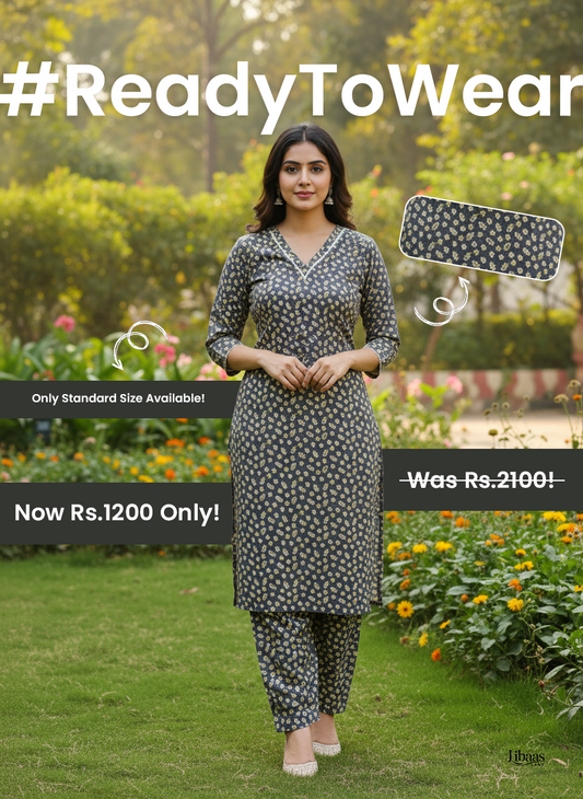 💎 2-Piece Stitched Grey All-Over Floral Suit ✨ Elegant & Chic Wear 🌸